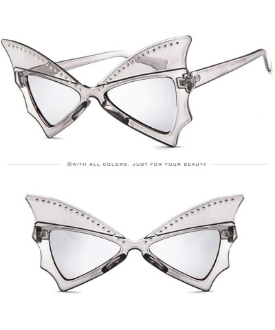 Oversized New Women Men Vintage Bat Shape Rivet Sunglasses Unisex Fashion Sunglasses Eyewear - B - CY18SX3AYX8 $9.69