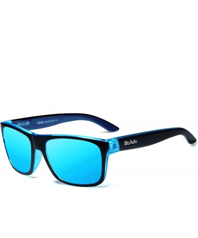 Square Polarized Aviation Driving Sunglasses - C1 Black Blue Frame-blue Mirror Polarized Lens - CG18AW54OZQ $26.01