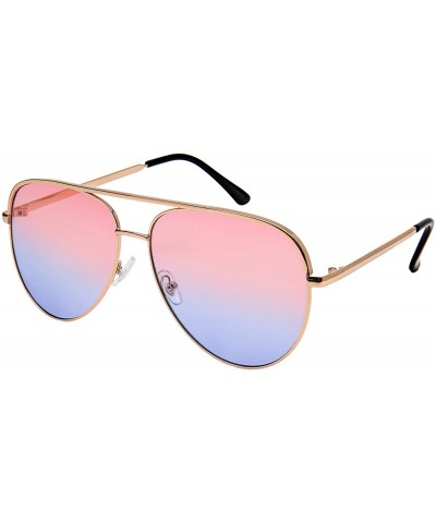 Aviator Classic Aviators w/Brow Bar and Flat Lens 5114 - Rose Gold - CD185LNS5UM $11.11