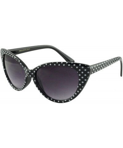 Cat Eye Polka Dot Cat Eye Retro Sunglasses - Black - C612JS6DB31 $19.16