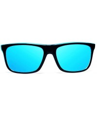 Square Polarized Aviation Driving Sunglasses - C1 Black Blue Frame-blue Mirror Polarized Lens - CG18AW54OZQ $25.00