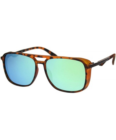 Square Unisex Sporty Fashion Sunglasses Square Side Cover Matte Frame UV 400 - Tortoise (Yellow Mirror) - CD18TYTCMMC $20.36