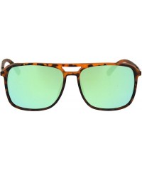 Square Unisex Sporty Fashion Sunglasses Square Side Cover Matte Frame UV 400 - Tortoise (Yellow Mirror) - CD18TYTCMMC $11.63