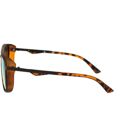 Square Unisex Sporty Fashion Sunglasses Square Side Cover Matte Frame UV 400 - Tortoise (Yellow Mirror) - CD18TYTCMMC $19.57