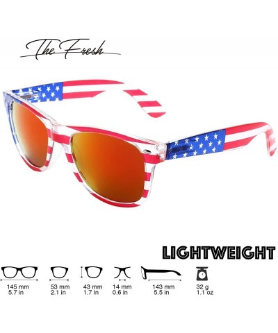 Aviator American Sunglasses USA Flag Classic Patriot - Pack of 2(crystal/Red+grey) - CA18RWNYO08 $13.11