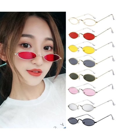 Oval Hot Sale! Fashion Glasses-Mens Womens Retro Small Oval Sunglasses Metal Frame Shades Eyewear (A) - CE18QZOZW46 $8.54