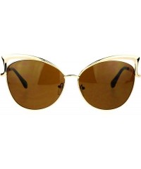 Cat Eye Womens Metal Lightening Bolt Eyebrow Cat Eye Sunglasses - Gold Brown - CO12EFCQV71 $13.34