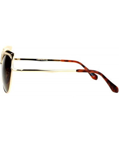 Cat Eye Womens Metal Lightening Bolt Eyebrow Cat Eye Sunglasses - Gold Brown - CO12EFCQV71 $22.65