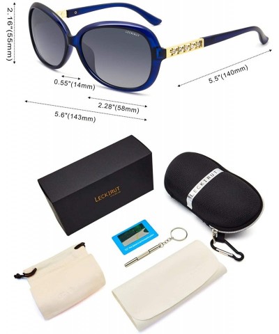 Square Oversized Polarized Sunglasses for Women Vintage Fashion Rhinestone Designer UV Protection Sun Glasses - Blue - CD1808...
