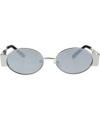Round Art Deco Die Cut Thick Arm Oval Round Pimp Sunglasses - Silver Mirror - CJ18ONWSWGW $14.44