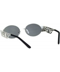 Round Art Deco Die Cut Thick Arm Oval Round Pimp Sunglasses - Silver Mirror - CJ18ONWSWGW $14.44