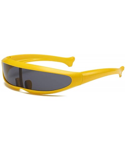Shield Futuristic Cyclops Sunglasses One Lens For Cosplay Narrow Party Favor Shield Wrap Glasses Technological - Yellow - C91...