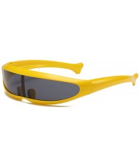 Shield Futuristic Cyclops Sunglasses One Lens For Cosplay Narrow Party Favor Shield Wrap Glasses Technological - Yellow - C91...