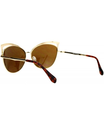 Cat Eye Womens Metal Lightening Bolt Eyebrow Cat Eye Sunglasses - Gold Brown - CO12EFCQV71 $13.34