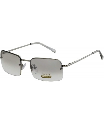 Oval Minimalist Medium Rectangular Sunglasses Clear Eyewear Spring Hinge - Tinted Clear Lens - CX195SU2QK2 $19.10