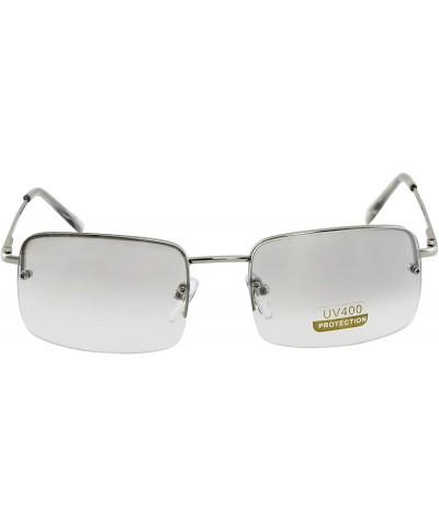Oval Minimalist Medium Rectangular Sunglasses Clear Eyewear Spring Hinge - Tinted Clear Lens - CX195SU2QK2 $11.25