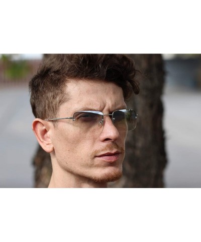 Oval Minimalist Medium Rectangular Sunglasses Clear Eyewear Spring Hinge - Tinted Clear Lens - CX195SU2QK2 $11.25