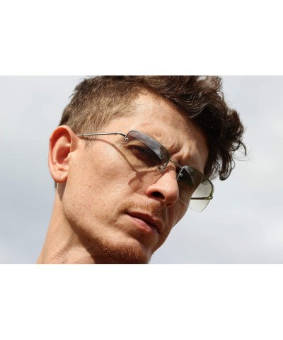 Oval Minimalist Medium Rectangular Sunglasses Clear Eyewear Spring Hinge - Tinted Clear Lens - CX195SU2QK2 $11.25