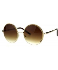 Round Womens Oversize Round Beveled Edge Circle Lens Hippie Sunglasses - Gold Brown - CU1853R04HM $13.60