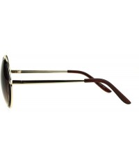 Round Womens Oversize Round Beveled Edge Circle Lens Hippie Sunglasses - Gold Brown - CU1853R04HM $13.60