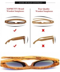 Wayfarer Polarized Real Solid Handmade Bamboo Wood Engraving Blue Sunglasses for Men & Women - Chestnut - CZ18GDNZSM7 $18.67