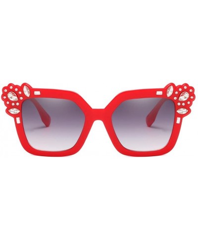 Butterfly Rhinestone Butterfly Sunglasses Sparkling - Red - CL199OC7HGS $9.43