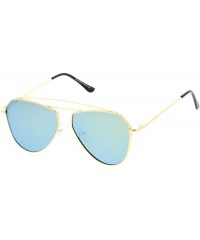 Aviator Modern Metal Frame Double Bridge Colored Mirror Flat Lens Aviator Sunglasses 52mm - Gold / Yellow Mirror - CK12NRWQ2G...