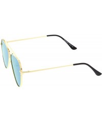 Aviator Modern Metal Frame Double Bridge Colored Mirror Flat Lens Aviator Sunglasses 52mm - Gold / Yellow Mirror - CK12NRWQ2G...