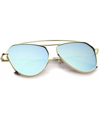 Aviator Modern Metal Frame Double Bridge Colored Mirror Flat Lens Aviator Sunglasses 52mm - Gold / Yellow Mirror - CK12NRWQ2G...