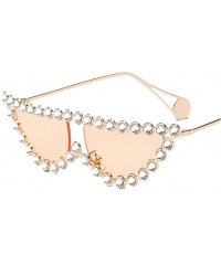 Cat Eye Fashion Diamond Frame Cat Eye Sunglasses Women Luxury Brand Vintage Triangle Shades Rhinestone Sunglasses Female - CY...