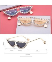 Cat Eye Fashion Diamond Frame Cat Eye Sunglasses Women Luxury Brand Vintage Triangle Shades Rhinestone Sunglasses Female - CY...