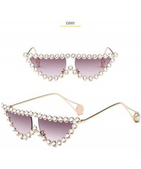 Cat Eye Fashion Diamond Frame Cat Eye Sunglasses Women Luxury Brand Vintage Triangle Shades Rhinestone Sunglasses Female - CY...