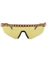 Rimless polygonal Polarized Sunglasses Rimless Driving - Yellow - CW192K4XW68 $27.37