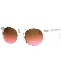 Round Clear Frame Oceanic Color Lens Plastic Keyhole Sunglasses - Brown Pink - CY17YQRR8N6 $9.06