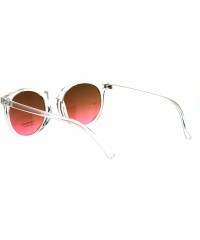 Round Clear Frame Oceanic Color Lens Plastic Keyhole Sunglasses - Brown Pink - CY17YQRR8N6 $9.06