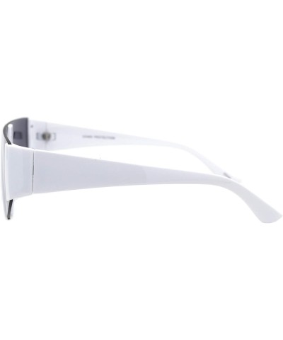 Rimless 80's Fashion Sunglasses Flat Top Open Frame Funky Geometric Shades UV 400 - White - CM194AL5CXR $11.03