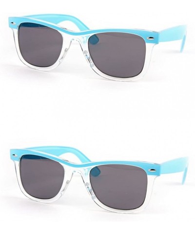 Wayfarer Retro Wayfarer Two-tone Color Frame Fashion Sunglasses P1096 - 2 Pcs Baby Blue-smoke Lens & Baby Blue-smoke Lens - C...