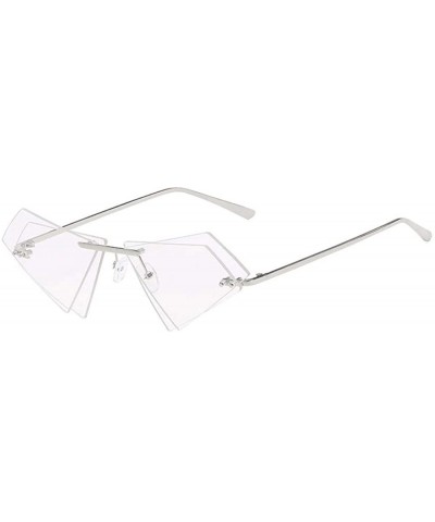 Rimless Women Fashion Sunglasses Double Triangular Ocean Slice Sunglasses With Case UV400 Protection - CG18XD93K0K $24.58