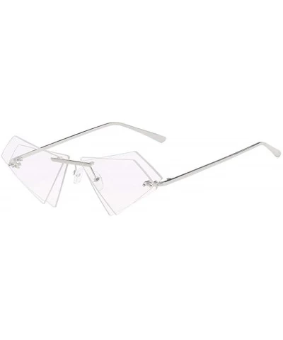 Rimless Women Fashion Sunglasses Double Triangular Ocean Slice Sunglasses With Case UV400 Protection - CG18XD93K0K $24.26