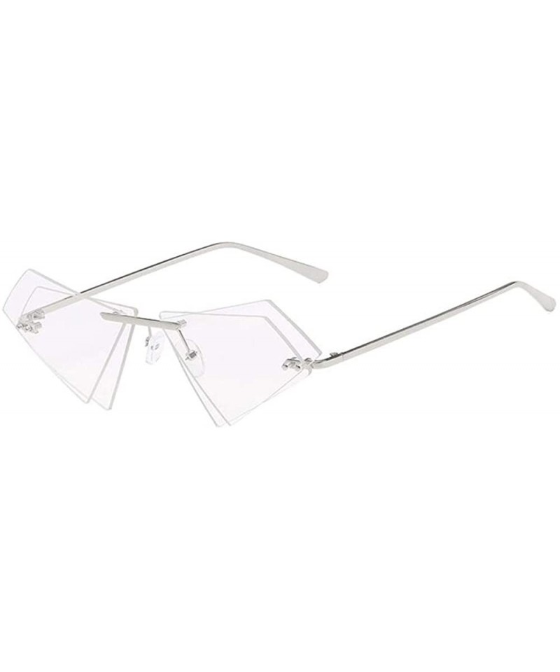 Rimless Women Fashion Sunglasses Double Triangular Ocean Slice Sunglasses With Case UV400 Protection - CG18XD93K0K $11.00