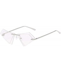 Rimless Women Fashion Sunglasses Double Triangular Ocean Slice Sunglasses With Case UV400 Protection - CG18XD93K0K $11.00