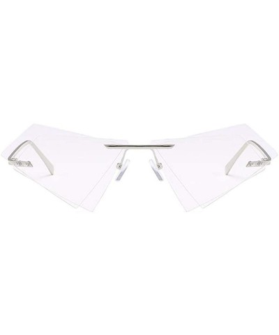 Rimless Women Fashion Sunglasses Double Triangular Ocean Slice Sunglasses With Case UV400 Protection - CG18XD93K0K $11.00