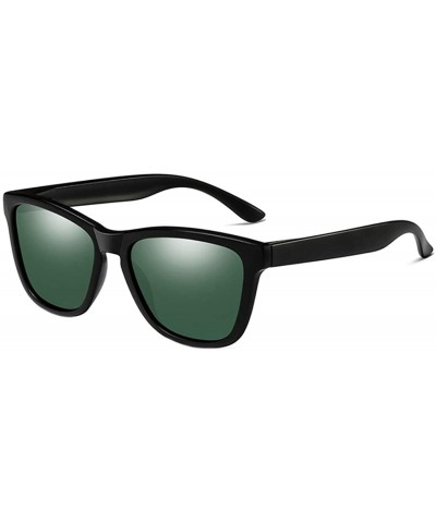 Square Sunglasses Polarized Female Male Full Frame Retro Design - Black Green - CA18NW5OGNO $18.32