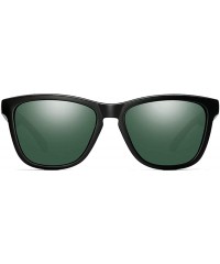 Square Sunglasses Polarized Female Male Full Frame Retro Design - Black Green - CA18NW5OGNO $10.94