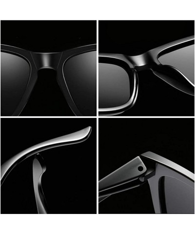Square Sunglasses Polarized Female Male Full Frame Retro Design - Black Green - CA18NW5OGNO $10.94