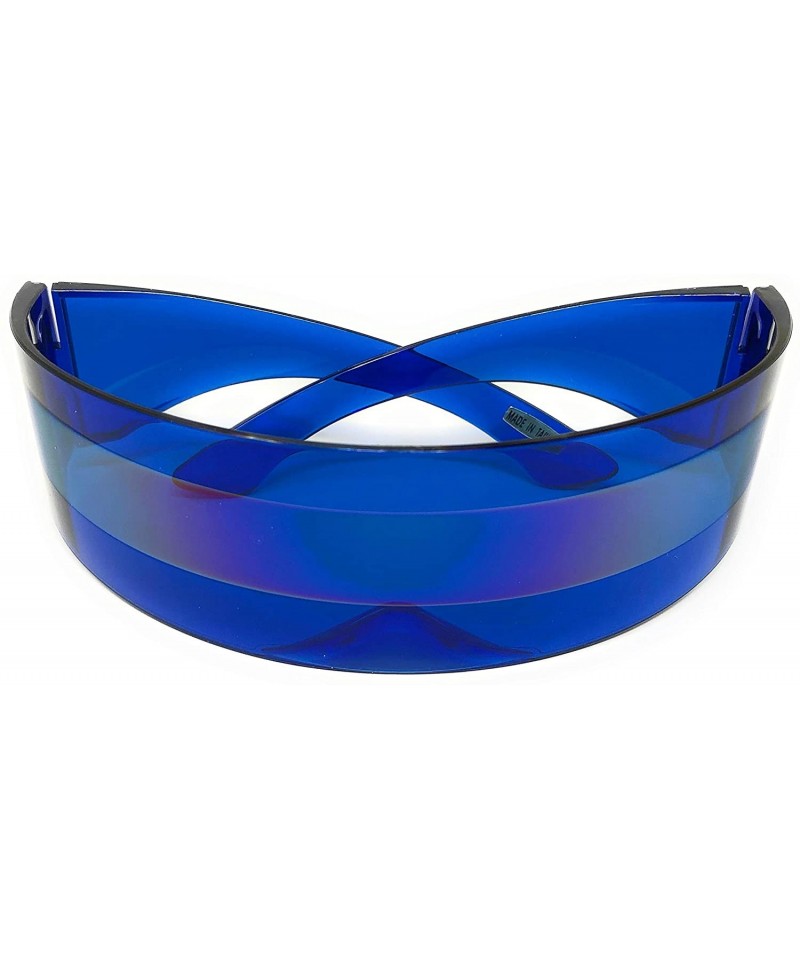 Shield Futuristic Cyclops Alien Shield Sunglasses Monoblock - Blue Frame/Multicolor Green - C5187G07N0D $10.10