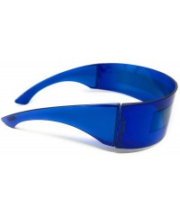 Shield Futuristic Cyclops Alien Shield Sunglasses Monoblock - Blue Frame/Multicolor Green - C5187G07N0D $10.10