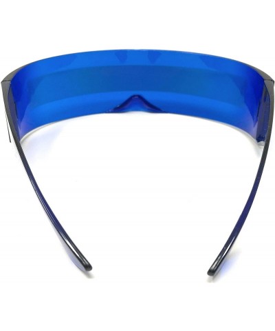 Shield Futuristic Cyclops Alien Shield Sunglasses Monoblock - Blue Frame/Multicolor Green - C5187G07N0D $10.10