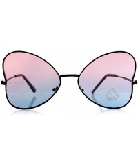 Aviator Ultra Slim Temple Gradient Flat Lens Butterfly Sunglasses A085 - Black/ Purple Blue - C4189AQ6R9T $11.85