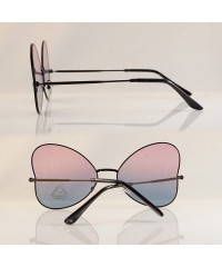 Aviator Ultra Slim Temple Gradient Flat Lens Butterfly Sunglasses A085 - Black/ Purple Blue - C4189AQ6R9T $11.85